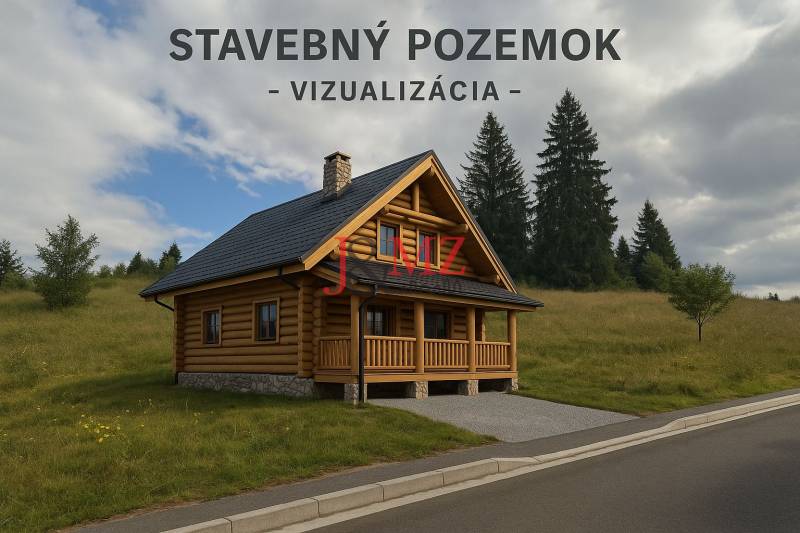 Stavebný pozemok kúsok od lyžiarskych vlekov Čierny Balog - Bexeľ - Drevený dom na pozemku pre bývanie v Čiernom Balogu, obklopený prírodou a trávnikom.