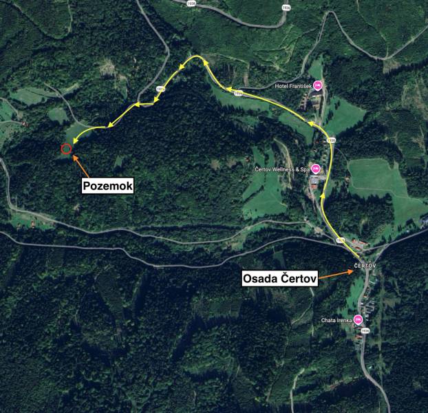 Lazy pod Makytou – Rekreačný pozemok na chatku / mobilný domček - Mapa poľnohospodárskych a lesných pozemkov v okolí Lazy pod Makytou.