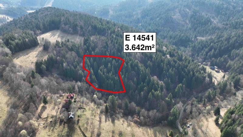 Lazy pod Makytou – Lesný pozemok - Letecký pohľad na poľnohospodárske a lesné pozemky v Lazoch pod Makytou, oramované lesmi.