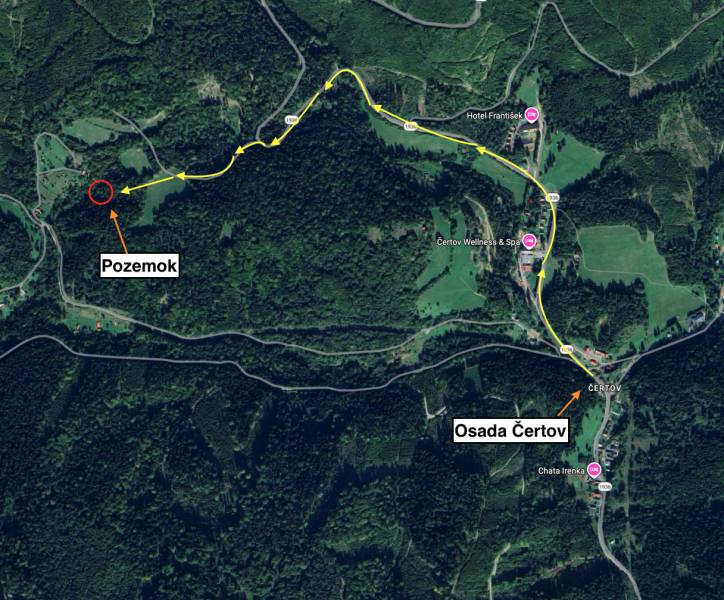 Lazy pod Makytou – Lesný pozemok - Letecký pohľad na poľnohospodárske a lesné pozemky v Lazoch pod Makytou.