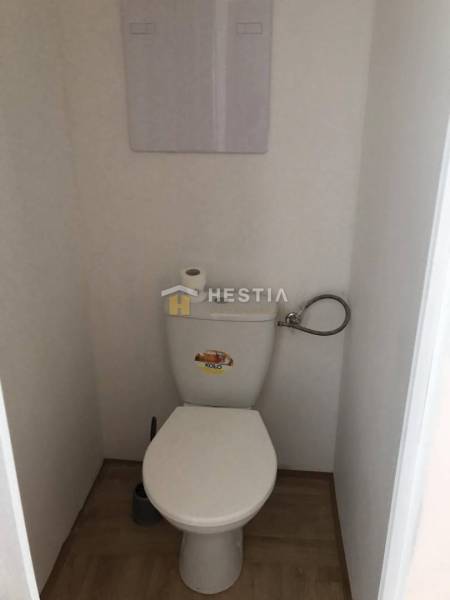 NOVINKA Prenájom 2 izbového bytu na Robotníckej ulici, voľný od 01.05. - Toaleta s podlahou s dreveným dekorom v 2-izbovom byte.