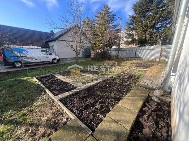 Na predaj rodinný dom, gastro prevádzka – Senica, Robotnícka ulica - Záhrada pri dome v Gastropriestoroch v Senici s voľnými záhonmi a dodávkou.