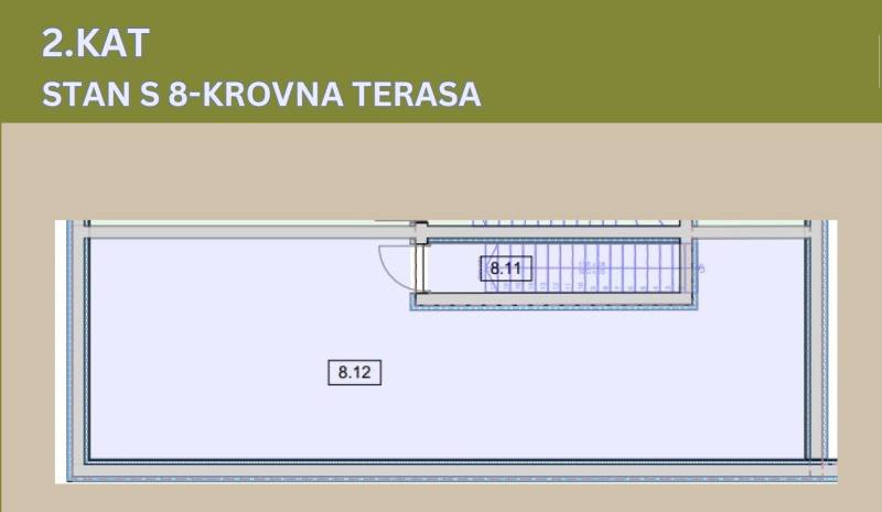 CHORVÁTSKO - Moderné apartmány 80 m od mora - SRIMA, VODICE - Podlažie s terasou a klasickým schodiskom v 3-izbovom byte.