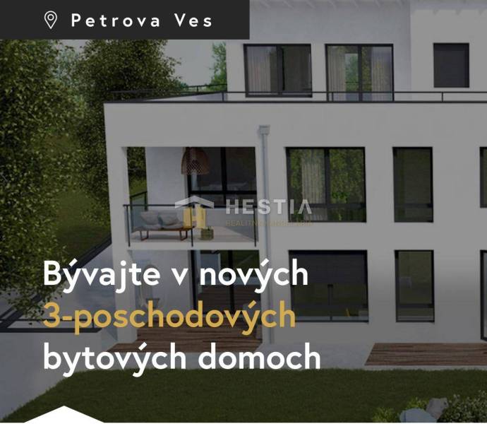 Posledný byt!! NA PREDAJ novostavba, 3-izb.byt, Petrova Ves - Nový bytový dom v Petrova Ves ponúka priestranný 3-izbový byt na 3 poschodiach.