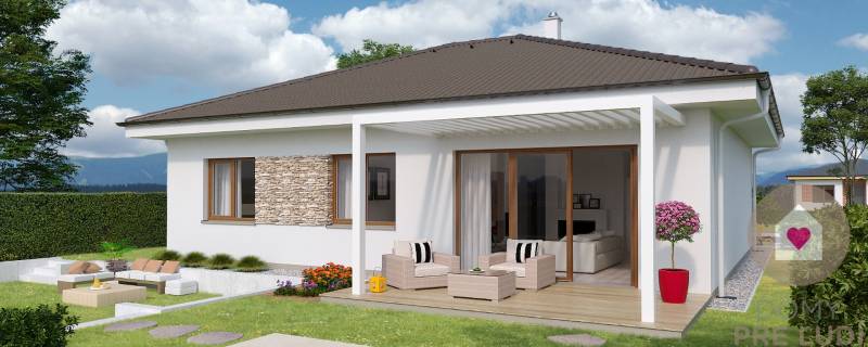 Praktický a úsporný rodinný dom v Bernolákove, Jelšova - Rodinný dom na Jelšovej ulici v Bernolákove s terasou a záhradným sedením.