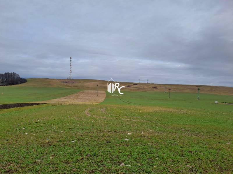Stavebný pozemok 2 375 m² v obci Valča  - Zeleň s vežou a stĺpmi v diaľke, Valča, Pozemky - bývanie.