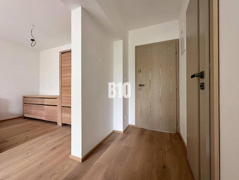 Posledný voľný APARTMÁN na kľúč - Rajecké Teplice - Vstupná hala 2-izbového bytu so svetlými drevenými podlahami a interiérovými dverami.