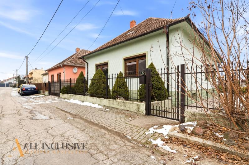 Na predaj zrekonštr.4-izb. rodinný dom, Čečínska Potôň - Rodinný dom v Orechovej Potôni na Čečínskej Potôni s plotom a koniferami pred domom.