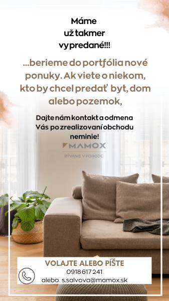 Hľadáme rodinné domy v okolí Nitry. Ponúknite!  - Svetlá obývačka s pohodlnou sedačkou a rastlinou, 2-izbový byt s podlahou s dreveným dekorom.