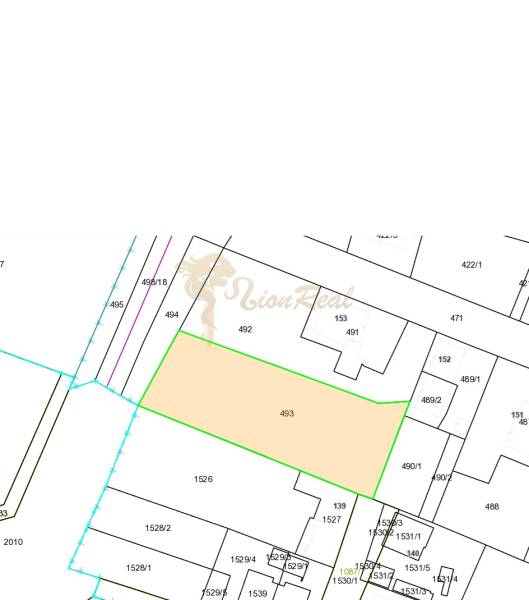 Pozemok v obci Koniarovce v slepej uličke - Mapa znázorňuje pozemok označený číslom 493, ideálny pre bývanie.