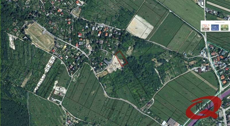 **QREAL**VEĽKORYSÝ POZEMOK 1502m2 BA-VINOHRADY** - Letecký pohľad na Rekreačné pozemky v Bratislave - Novom Meste, ulica Koziarka.
