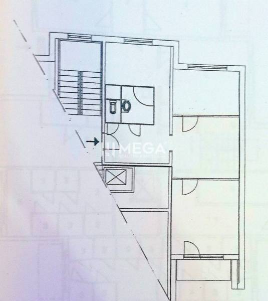 Na predaj 3 izbový byt na vynikajúcej adrese - Vranov nad Topľou - Pôdorys 3-izbového bytu s praktickým rozložením izieb a kúpeľne.