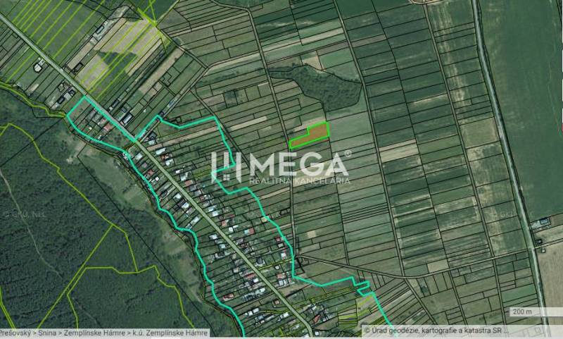PREDAJ POZEMKU Zemplínske Hámre (2918 m2) - Plán pozemkov na bývanie v Zemplínskych Hámroch s vyznačenými hranicami parciel.