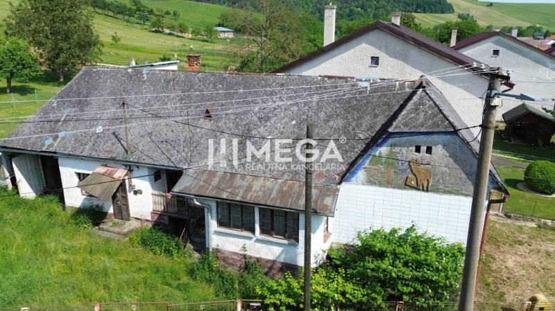 EXKLUZÍVNE NA PREDAJ: Rozsiahly pozemok, Ondavské Matiašovce - Starší dom s povalenou strechou a dekorom jeleňa v Ondavských Matiašovciach, pozemky - bývanie.