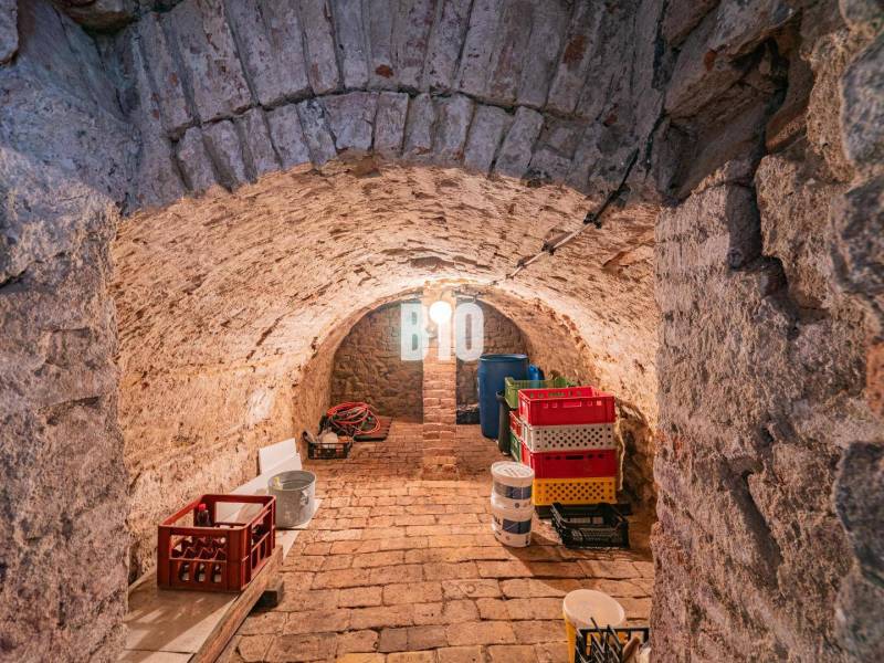 POD HRADOM bývanie alebo podnikanie - Historická vínna pivnica s klenutým stropom a tehlovými stenami, uskladnenie prepraviek.