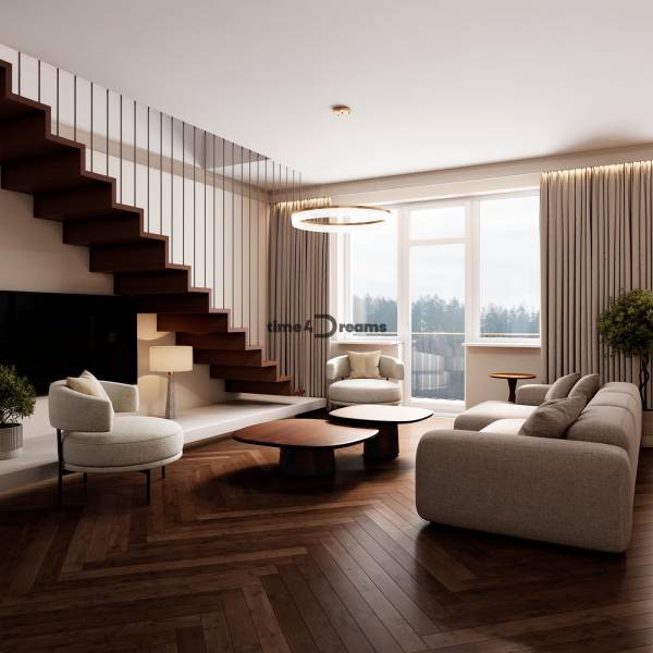 NA PREDAJ  5 izbový Mezonet v centre Nitry - Priestranná obývačka v 5 a viac izbovom byte s podlahou s dreveným dekorom.