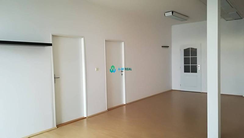 Kancelársky priestor na prenájom v Dunajskej Strede - Prázdna miestnosť s bielymi stenami, dverami a parketami v Kancelárie.