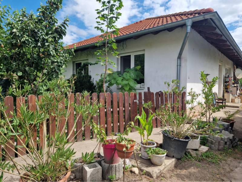 Na predaj 3 izbový rodinný dom s veľkým pozemkom - Rodinný dom v Dolnom Štáli s dreveným plotom a záhradnými rastlinami.