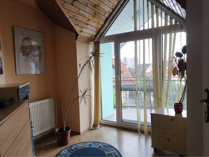 EXKLUZÍVNE LEN U NÁS! - Veľký rodinný dom - Dunajská Streda - Izba v rodinnom dome s podlahou s dreveným dekorom, balkónom a rastlinami.