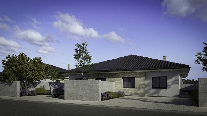 4izbový rodinný dom - Horná Potôň - Rodinný dom na Dlhej ulici v Hornej Potôni so záhradou a autom pri vstupe.