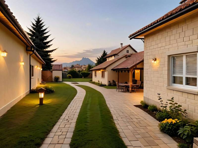Znížená Cena!Na predaj rodinný dom vo Vrakúni, blízko Dunajskej Stredy - Rodinný dom vo Vrakúni so záhradou, večerným osvetlením a výhľadom na hory.