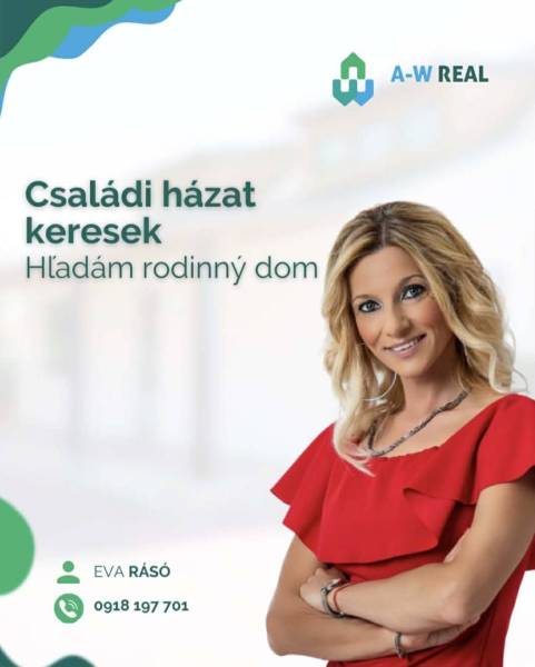 ☎️ 0918/197 701   PREDAJ A PRENÁJOM NEHNUTEĽNOSTI V OKRESE DUNAJSKÁ ST - Reklama na realitných službách s osobou v červenom oblečení a kontaktnými údajmi.