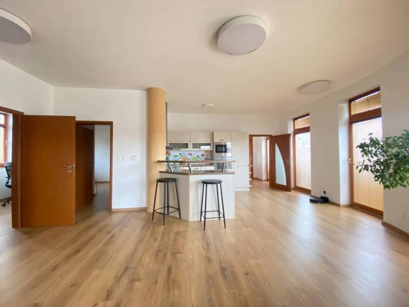 ☎️0918197701  Na prenájom  elegantný 3 izbový byt priamo v centre Duna - 3-izbový byt s otvorenou kuchyňou a podlahou s dreveným dekorom.