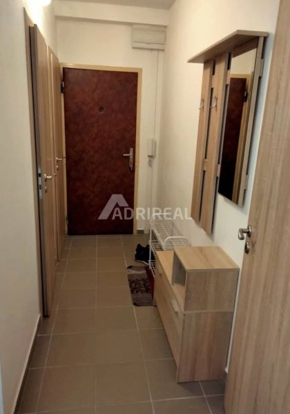 PREDAJ: 1i byt rekonš.; 34,51 m2; KEŽMAROK; 96.000€ - Úzka chodba v 1-izbovom byte s vešiakom a skriňou z dreveného dekoru.