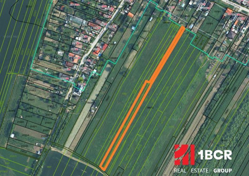 INVESTIČNÝ POZEMOK, ŠENKVICE - Letecká mapa poľnohospodárskych a lesných pozemkov v Šenkviciach s parcelnými číslami.