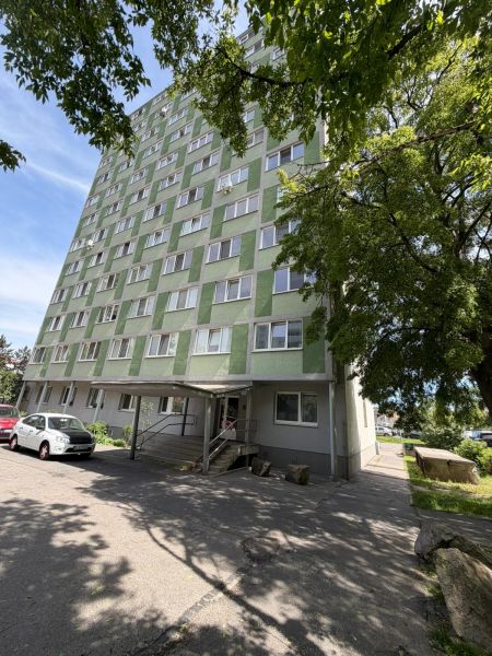 Na prenájom garzónka s balkónom v Petržalke - Zeleň a panelový dom v Bratislave - Petržalke, vhodné na bývanie v garsónke.