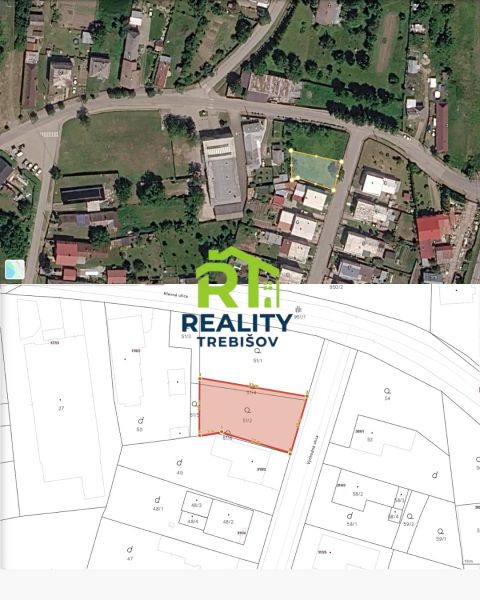 PREDAJ – Stavebný pozemok 516 m², Nižný Žipov, ul. Východná - Mapa pozemku určeného na bývanie na Východnej ulici v Nižnom Žipove.