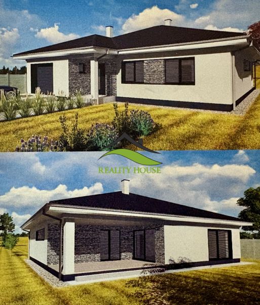 NOVOSTAVBA  - Rozostavaný bungalov v obci Dúbravka - Rodinný dom v Dúbravke, s elegantnou fasádou a upravenou záhradou.