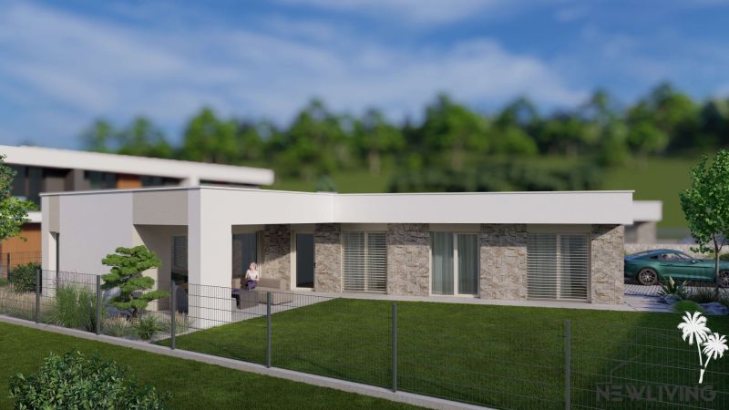 Na predaj 4iz. rodinný dom v obci Modrovka  - Rodinný dom v Modrovke na Modrovke s moderným exteriérom, terasou a zeleným dvorom.