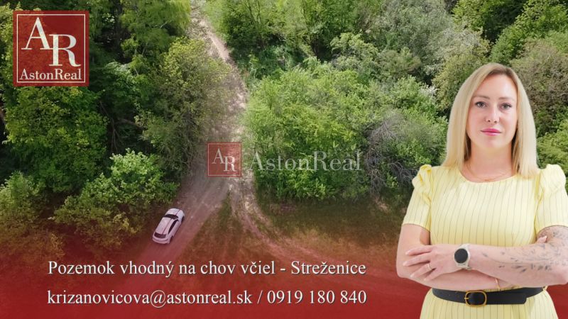 Pozemok vhodný na chov včiel Streženice- 874 m2 - Žena stojí pred rekreačnými pozemkami v Streženiciach, ideálnymi pre chov včiel.