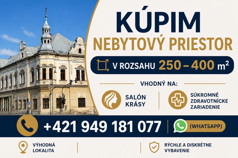 Kúpim nebytový priestor s rozlohou 250 – 400 m². - Historická budova v Lučenci vhodná pre obchodné priestory s rozlohou 250-400 m².