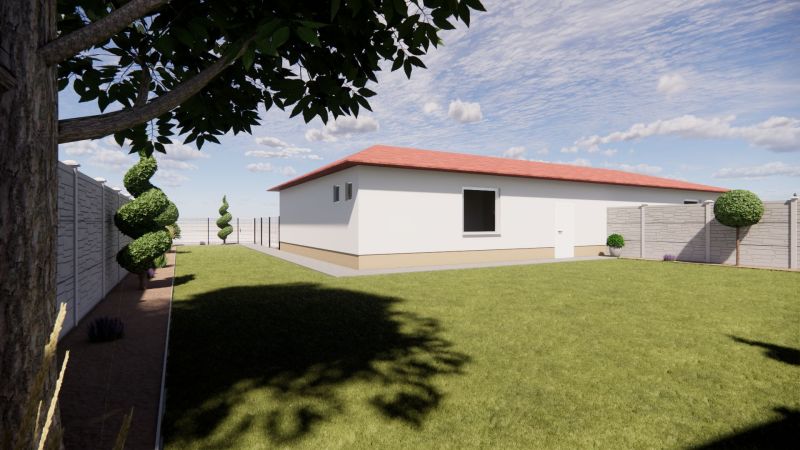 NA PREDAJ 3-IZBOVÝ RD (ČASŤ DVOJDOMU), ZEMIANSKA OLČA - Rodinný dom v Zemianskej Olči s trávnatým dvorom, stromami a plotom okolo záhrady.