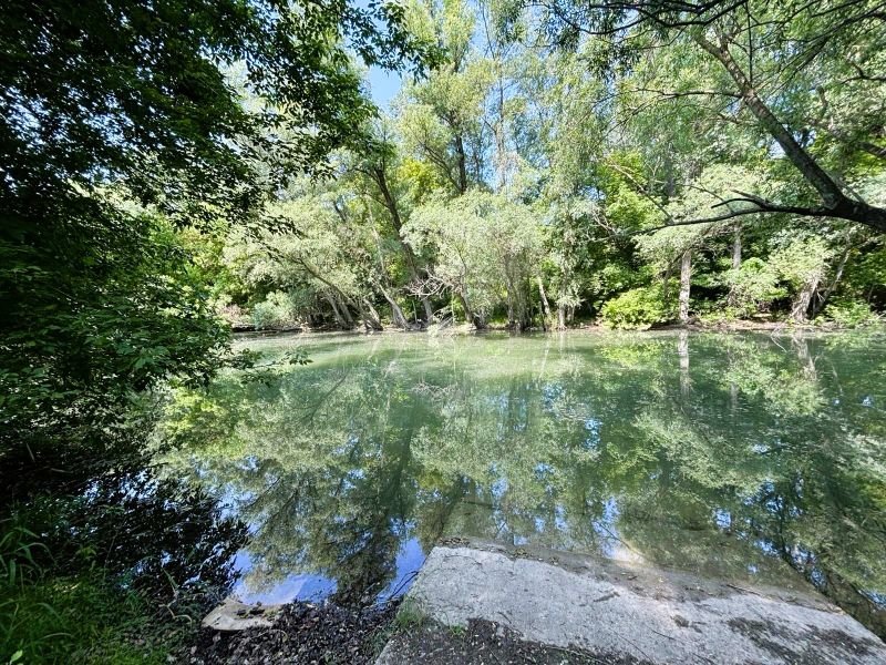 Celoročne obývateľná chata v Gabčíkove na 150 m² pozemku pri Dunaji - Rieka obklopená zeleňou pri Gabčíkove, ideálne miesto pre oddych blízko chaty.