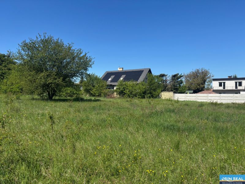 LUKRATÍVNY SP V BUDMERICIACH NA VÝSTAVBU RD ALEBO  BYT.DOMOV - 4459 m2 - Pozemky - bývanie na predaj na J.Rašu v Budmericiach so zeleňou a domom v pozadí.