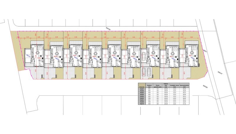 NA PREDAJ: Stavebný pozemok s projektom RD v Skalici - Plán pozemkov na bývanie na Čulenovej ulici v Skalici, obsahujúci rodinné domy.