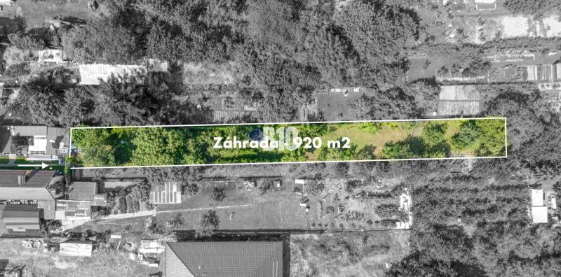 Rozvojový pozemok s existujúcou zástavbou – Jadranská ulica, Bratislav - Letecký pohľad na záhradu s rozlohou 920 m², Pozemky - bývanie, Jadranská, Bratislava IV.