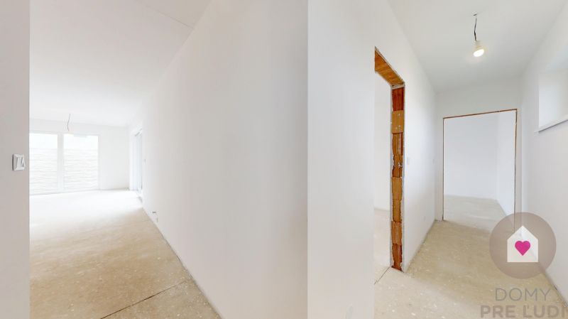 DUNAJSKÁ STREDA- 4i moderná novostavba RD s tep. čerpadlom + garážou - Interiér rodinného domu s bielymi stenami a prípravou na osvetlenie.