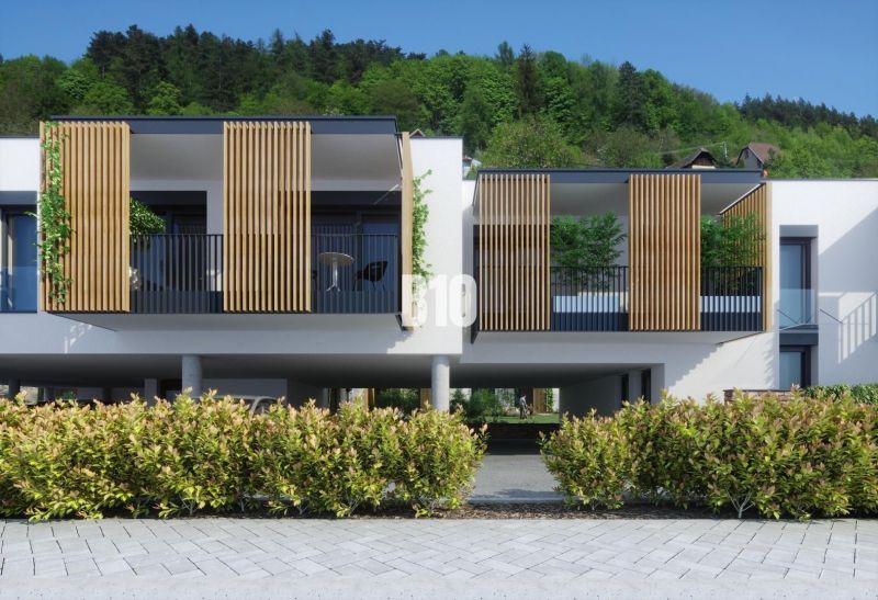 VILADOMY BUDATÍN - 3 IZBOVÝ BYT 125m2, A1 - Bytový dom v Žiline na Dolnej s drevenými lamelami a zeleňou.
