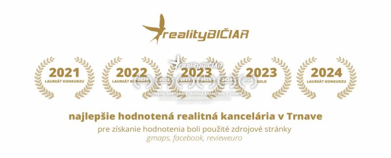 Hľadáte únik z mesta, ponúkame na predaj slnečný pozemok s chatkou - Grafika zobrazuje ocenenia realitnej kancelárie na ulici Saleziánska v Trnave.