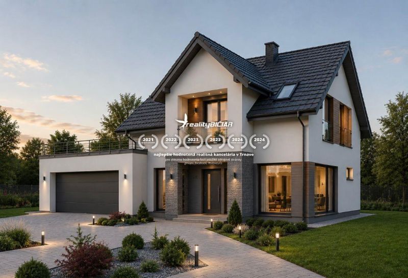 Stavebný pozemok v Moravanoch nad Váhom (418 m²) - Rodinný dom so záhradou v Moravanoch nad Váhom, pozemky - bývanie, večerná atmosféra.