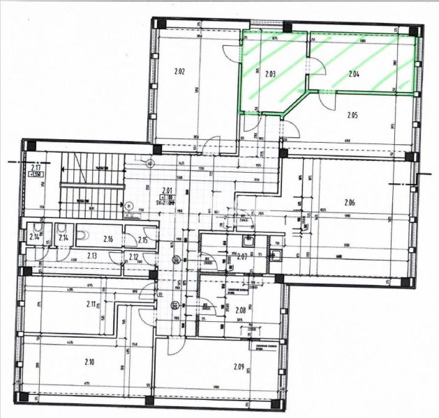 PRENÁJOM komerčného priestoru (26 m2) blízko centra Humenné - Pôdorys obchodných priestorov s detailným rozvrhnutím izieb a technických miestností.