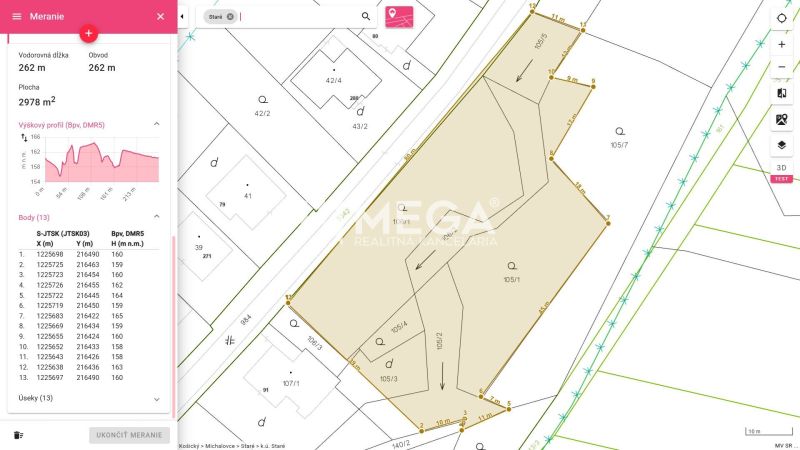 REZERVOVANÉ - stavebný POZEMOK v TICHEJ ULIČKE v obci STARÉ - Mapa pozemku na predaj v Michalovciach, Staré, vhodná pre bývanie s rozlohou 2978 m².