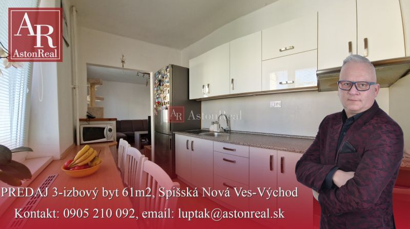 AstonReal: na predaj 3-izbový byt 61m2, Spišská Nová Ves - Východ