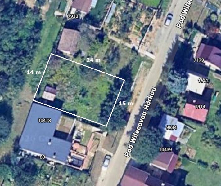 Stavebný pozemok Pod Wilec hôrkou v Prešove - Letecký pohľad na pozemky určené na bývanie v Prešove na ulici Pod Wilec hôrkou.