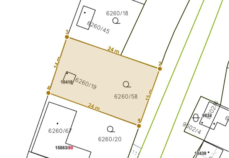 Stavebný pozemok Pod Wilec hôrkou v Prešove - Katastrálna mapa pozemku na predaj v lokalite Prešov, Pod Wilec hôrkou. Pozemky - bývanie.