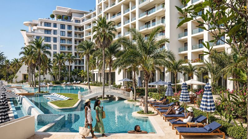 Predaj 4-izbového bytu, Zanzibar - Elegantný rezort s bazénom, palmami a relaxujúcimi hosťami.